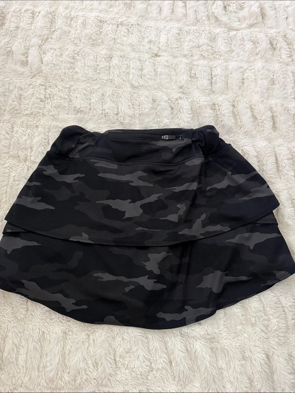 Athleta Black & Charcoal Camouflage Tiered Skirt